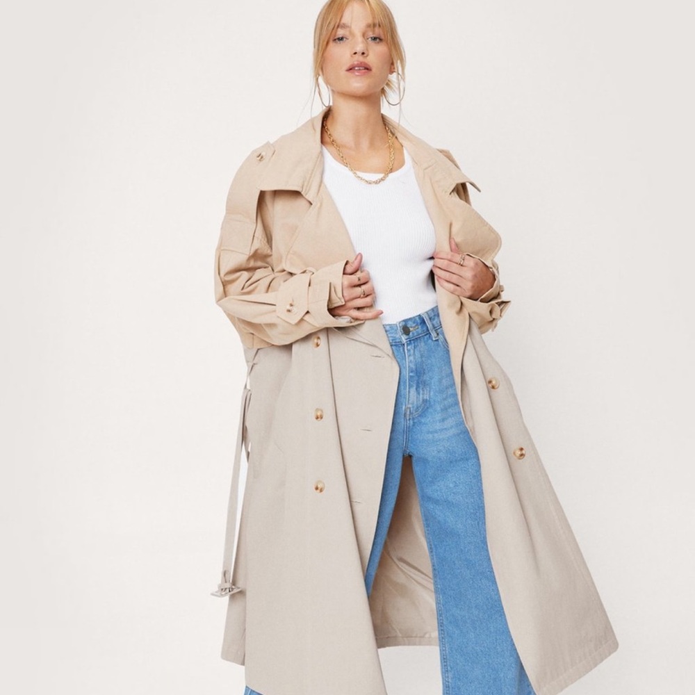 Nasty Gal Petite Two Tone Oversized Trench Coat